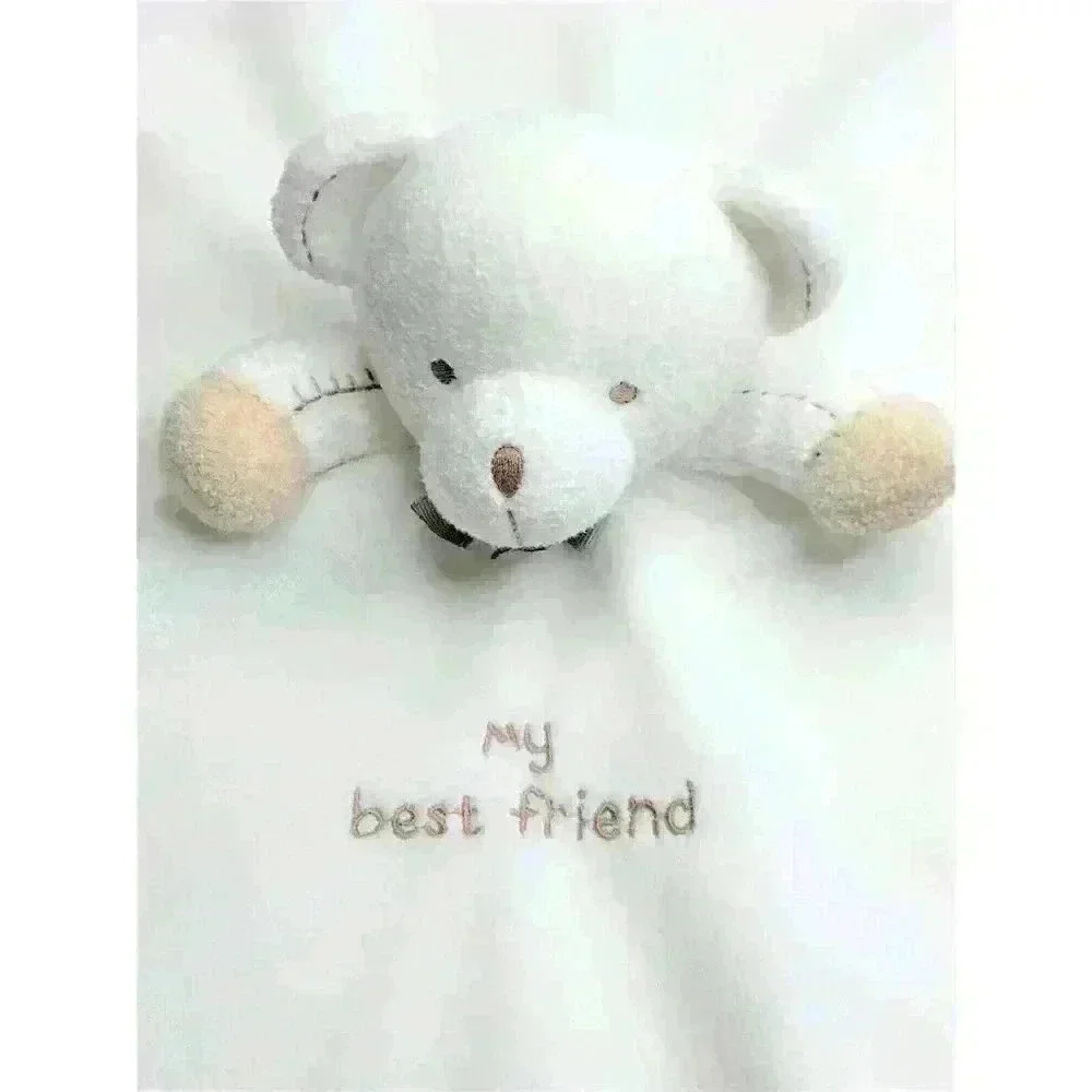 Carter's My Best Friend security blanket lovey rattle white beige 15 inches